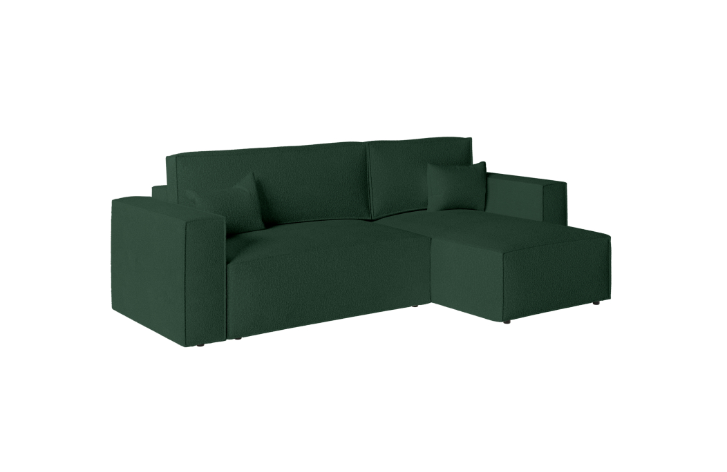 CLARISSE - Canapé d'angle convertible réversible avec coffre en tissu bouclettes