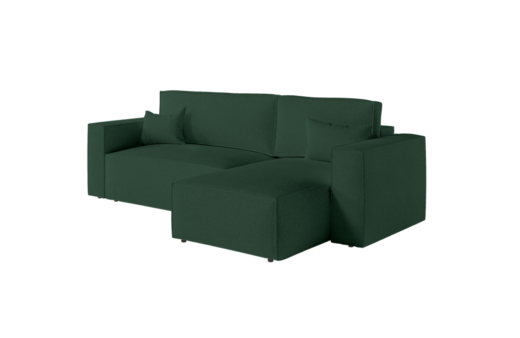 CLARISSE - Canapé d'angle convertible réversible avec coffre en tissu bouclettes
