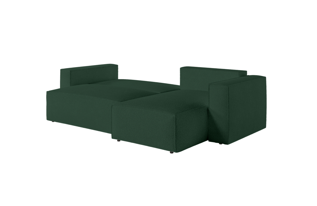 CLARISSE - Canapé d'angle convertible réversible avec coffre en tissu bouclettes