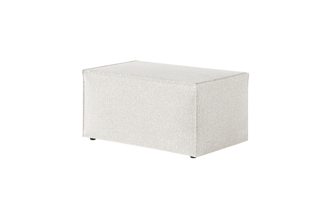 PACK - CLARISSE - Canapé d'angle convertible réversible avec pouf en tissu bouclettes