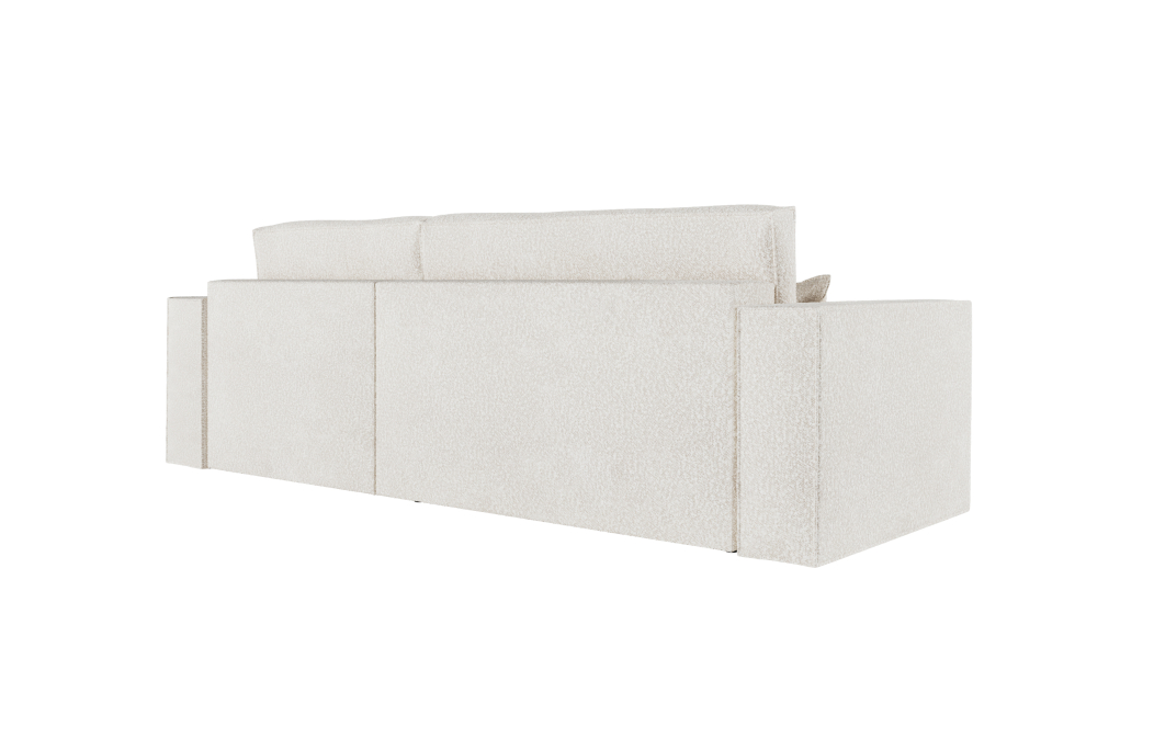 PACK - CLARISSE - Canapé d'angle convertible réversible avec pouf en tissu bouclettes