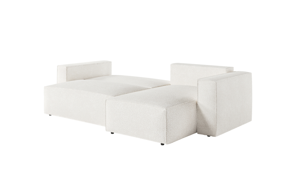 PACK - CLARISSE - Canapé d'angle convertible réversible avec pouf en tissu bouclettes