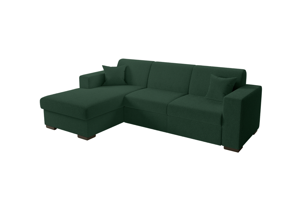 Canapé d'angle FUJI XL convertible avec coffre en tissu bouclettes