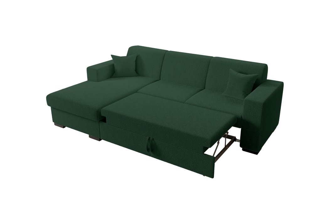 Canapé d'angle FUJI XL convertible avec coffre en tissu bouclettes