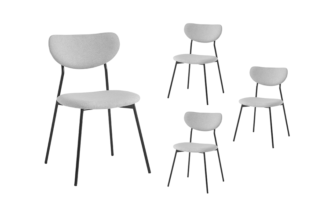 Lot de 4 chaises BRODIE en tissu avec pieds noirs