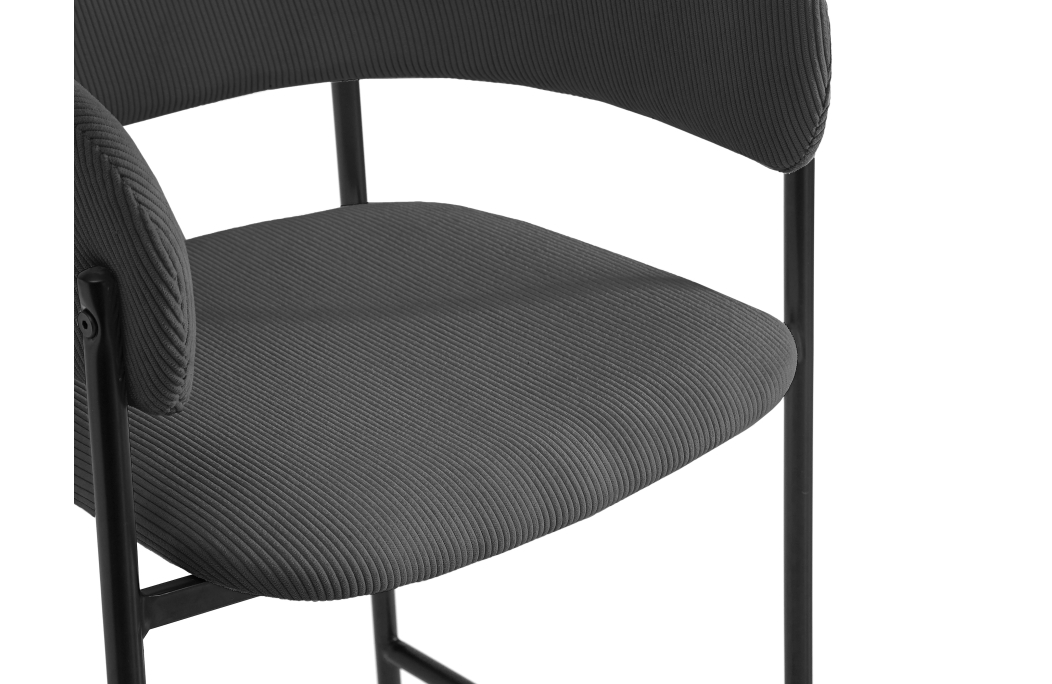 Lot de 4 tabourets de bar BOLD en velours côtelé avec pieds noirs