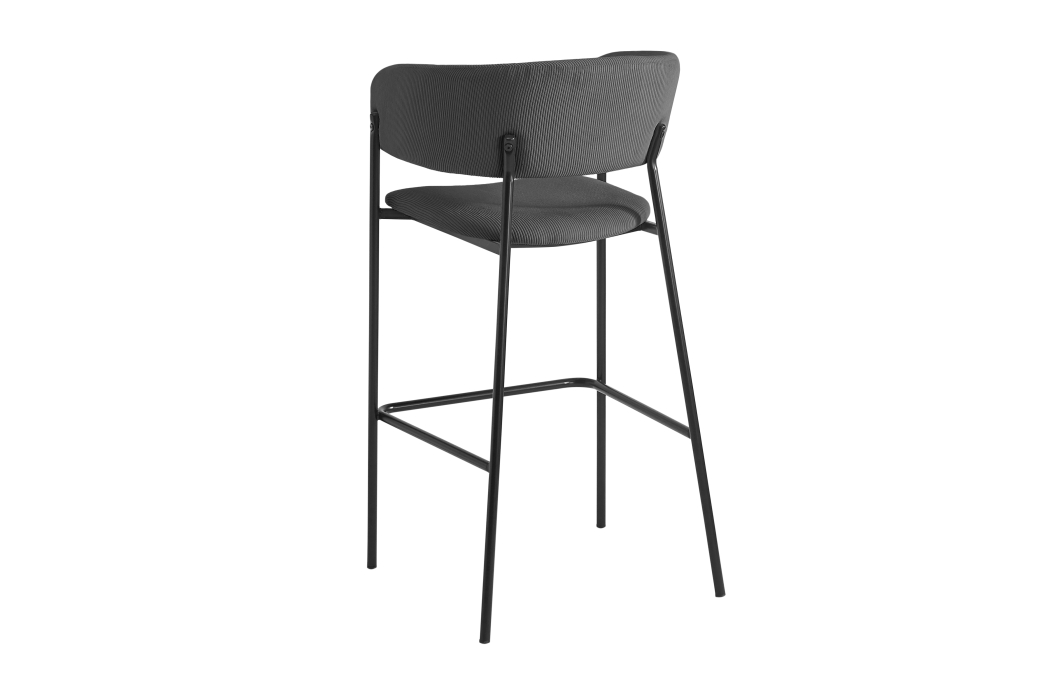 Lot de 4 tabourets de bar BOLD en velours côtelé avec pieds noirs