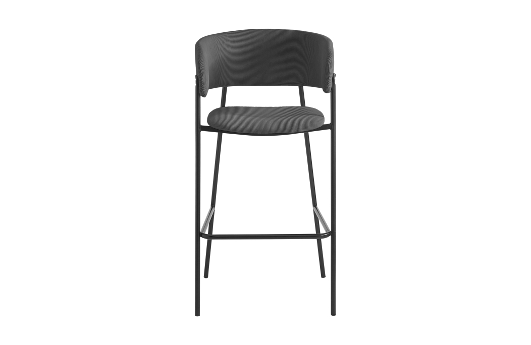 Lot de 4 tabourets de bar BOLD en velours côtelé avec pieds noirs