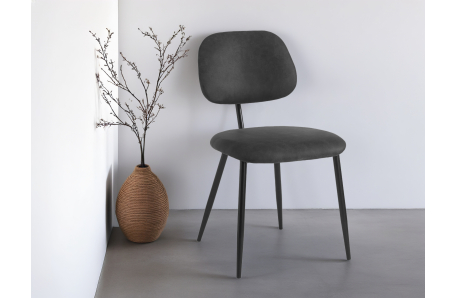 Lot de 4 chaises vintage PAYTON en tissu et pieds métal