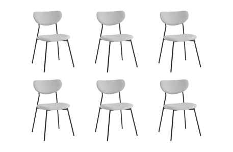 Lot de 6 chaises BRODIE en tissu avec pieds noirs