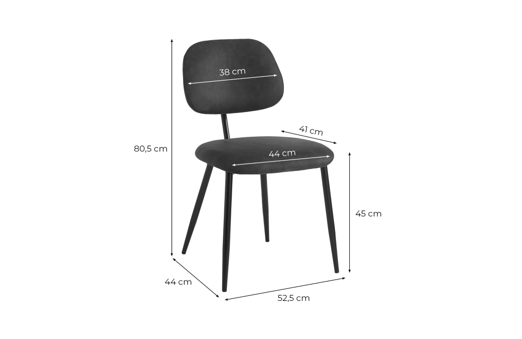 PAYTON - Lot de 6 chaises vintage en tissu et pieds métal