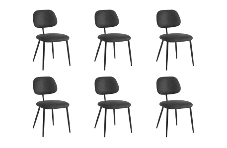 PAYTON - Lot de 6 chaises vintage en tissu et pieds métal