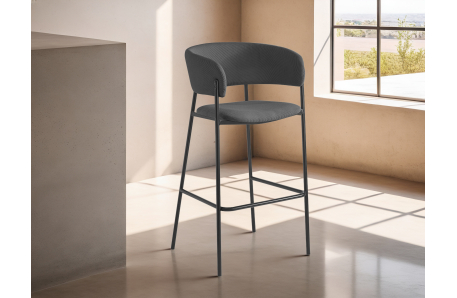 Lot de 6 tabourets de bar BOLD en velours côtelé avec pieds noirs