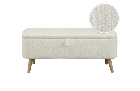 Bout de lit POLY avec coffre de rangement en tissu bouclettes
