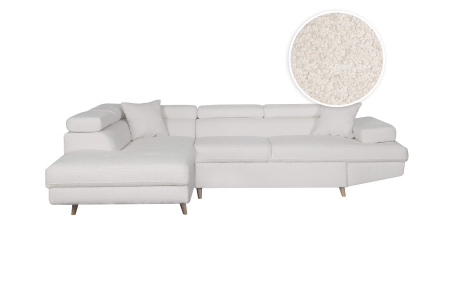 Canapé d'angle convertible RIO Scandinave avec coffre en tissu bouclette