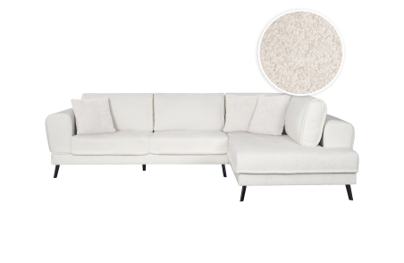 Canapé d'angle INDIA convertible 2 coffres en tissu bouclette