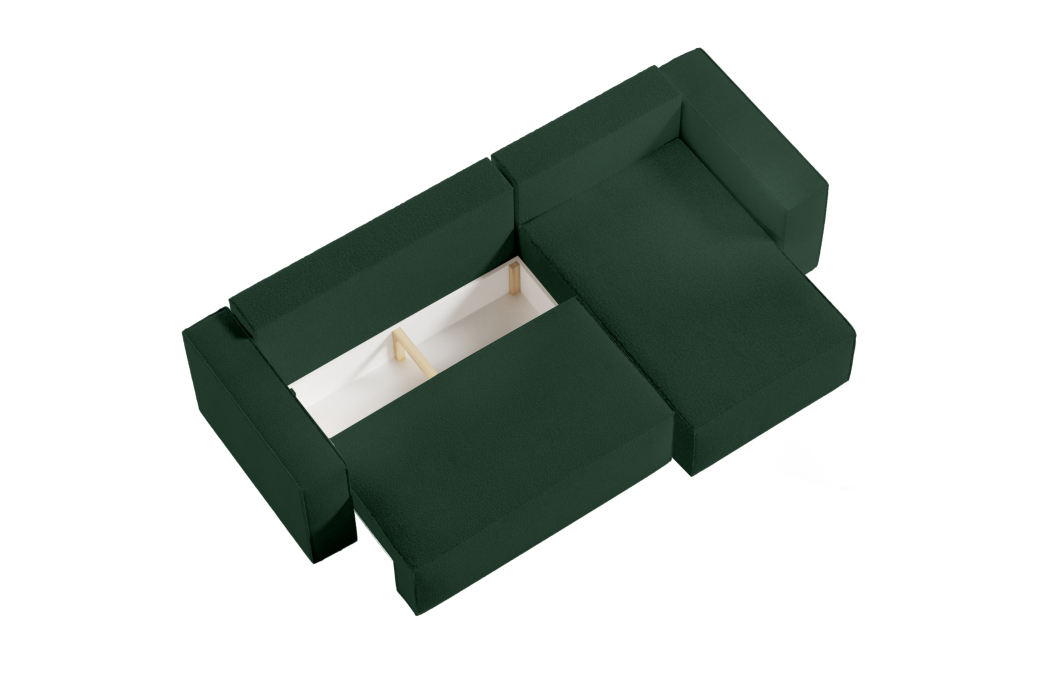 CLARISSE - Canapé d'angle convertible réversible avec coffre en tissu bouclette