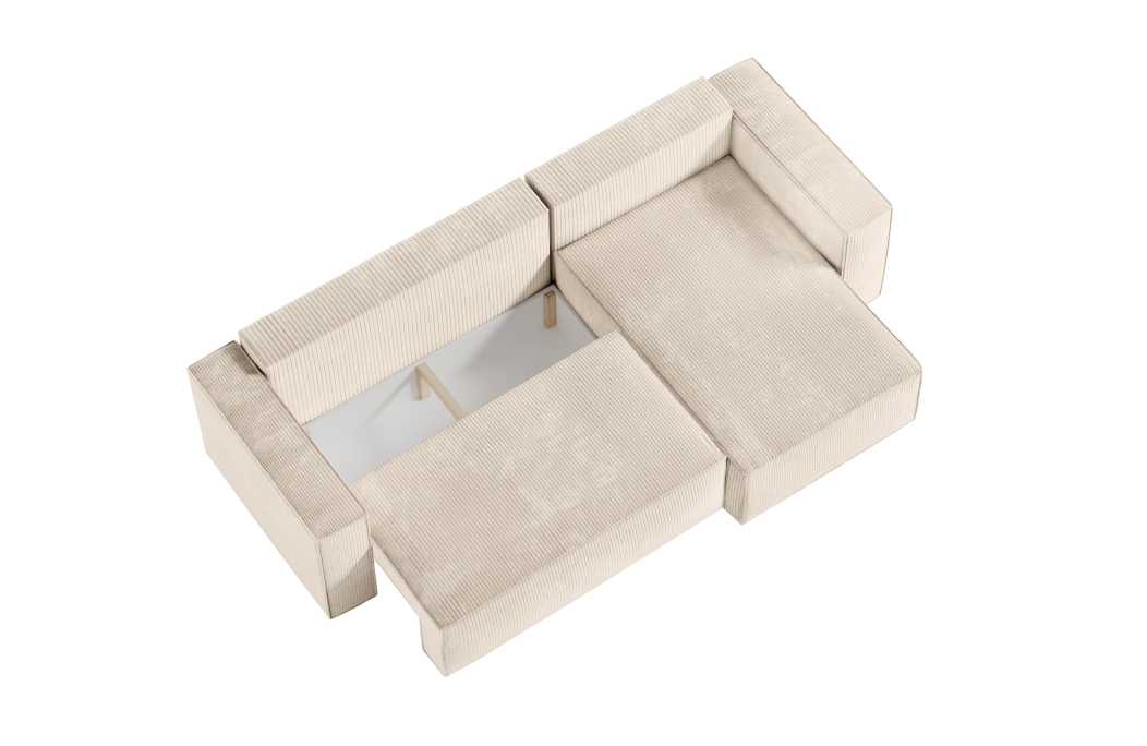 PACK - CLARISSE - Canapé d'angle convertible réversible avec pouf en velours côtelé