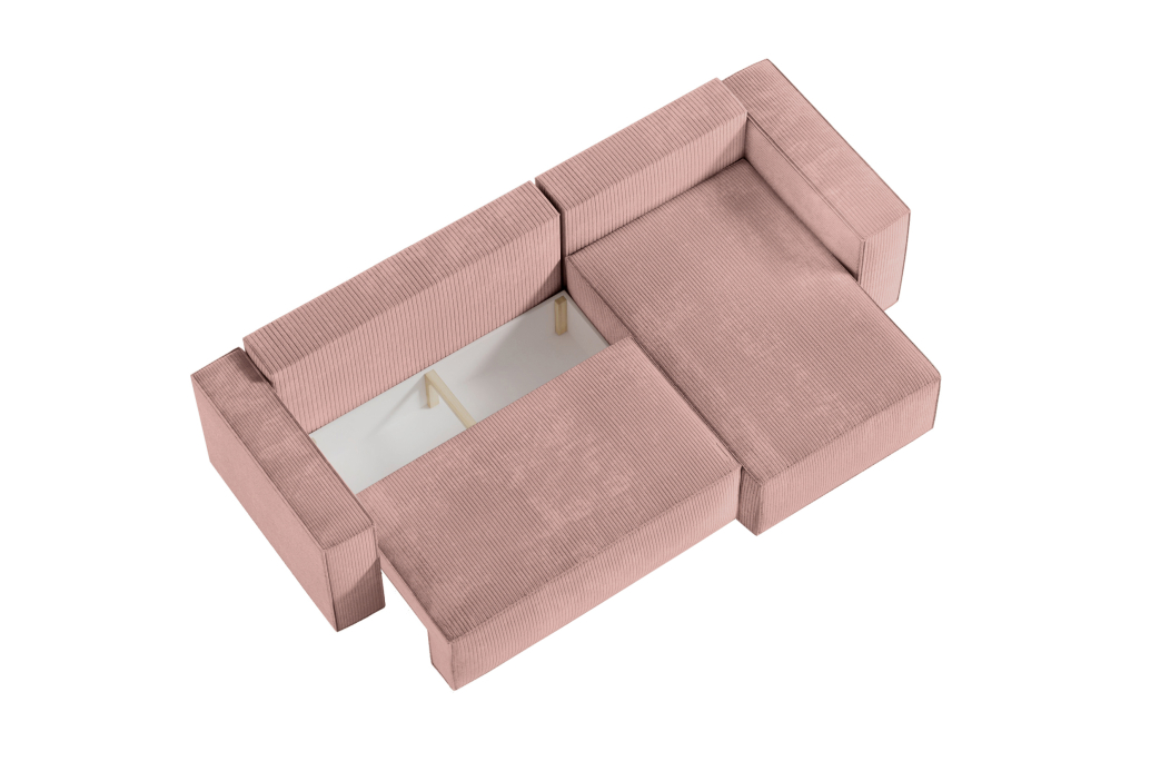 CLARISSE - Canapé d'angle convertible réversible avec coffre en velours côtelé