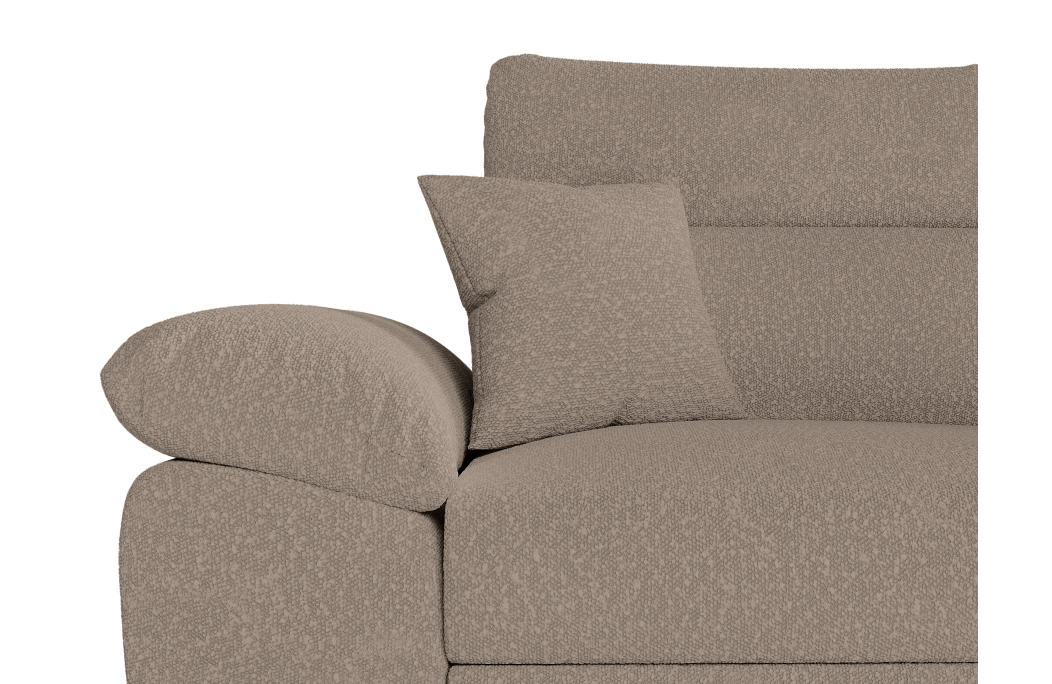 Canapé KOMECO d'angle reversible convertible avec coffre et têtières réglables en tissu bouclette