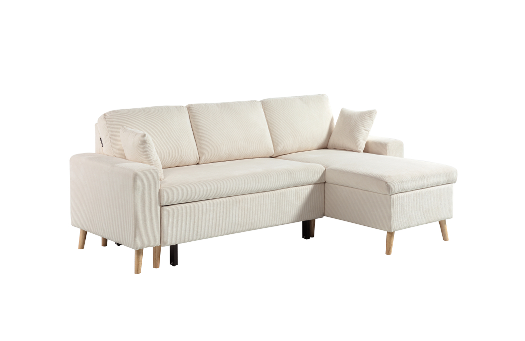 Canapé d'angle MARIA SCANDINAVE réversible convertible avec coffre en velours côtelé