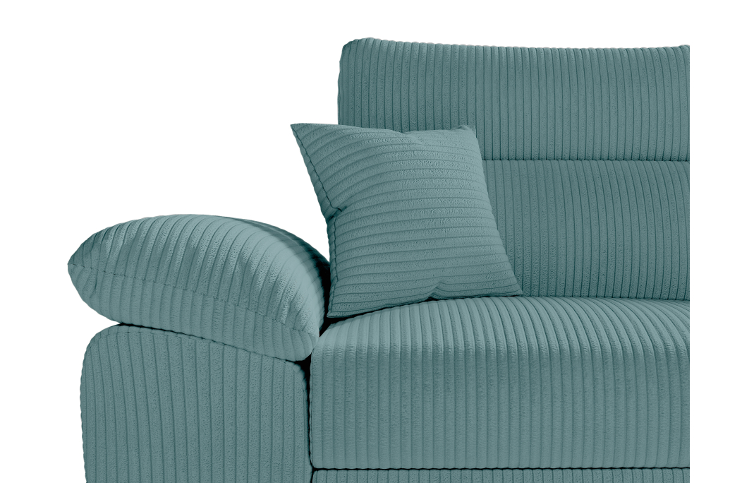 Canapé KOMECO d'angle reversible convertible avec coffre et têtières réglables en velours côtelé