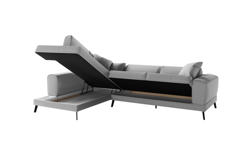 Canapé d'angle INDIA convertible 2 coffres en tissu