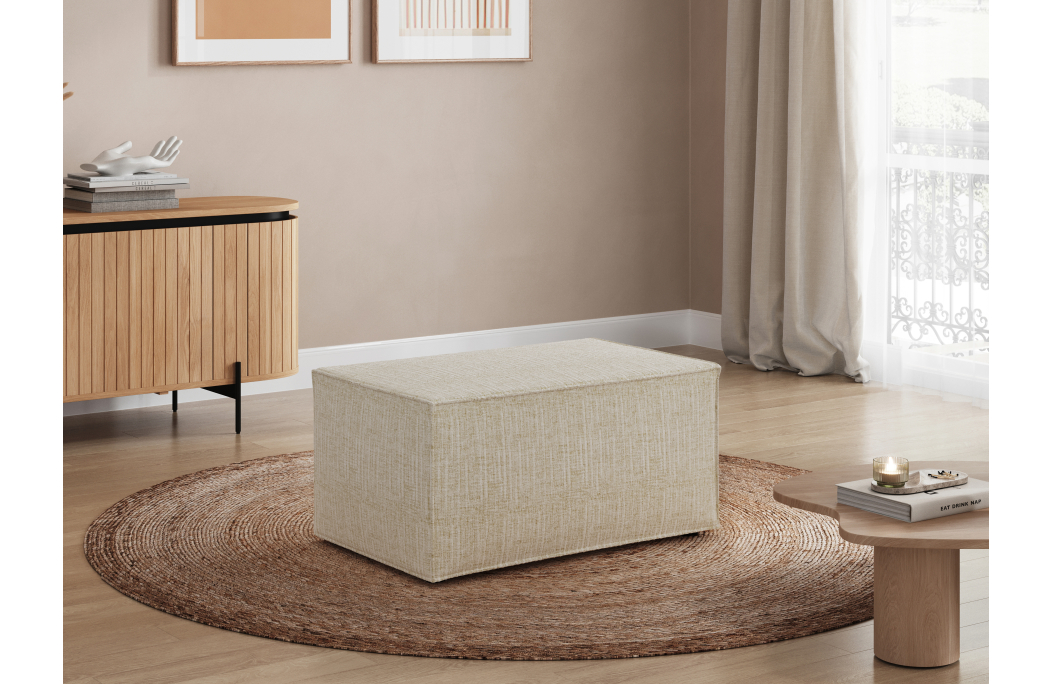 CLARISSE - Pouf en tissu texturé 3D