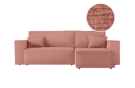 CLARISSE - Canapé d'angle convertible réversible avec coffre en tissu texturé 3D