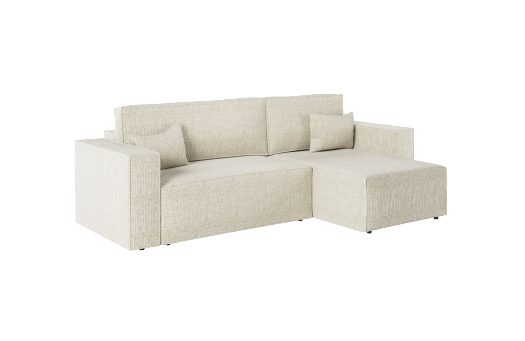 CLARISSE - Canapé d'angle convertible réversible avec coffre en tissu texturé 3D