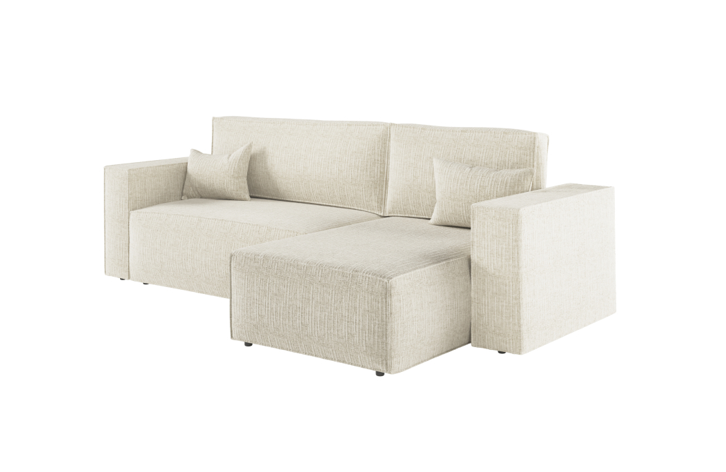 CLARISSE - Canapé d'angle convertible réversible avec coffre en tissu texturé 3D