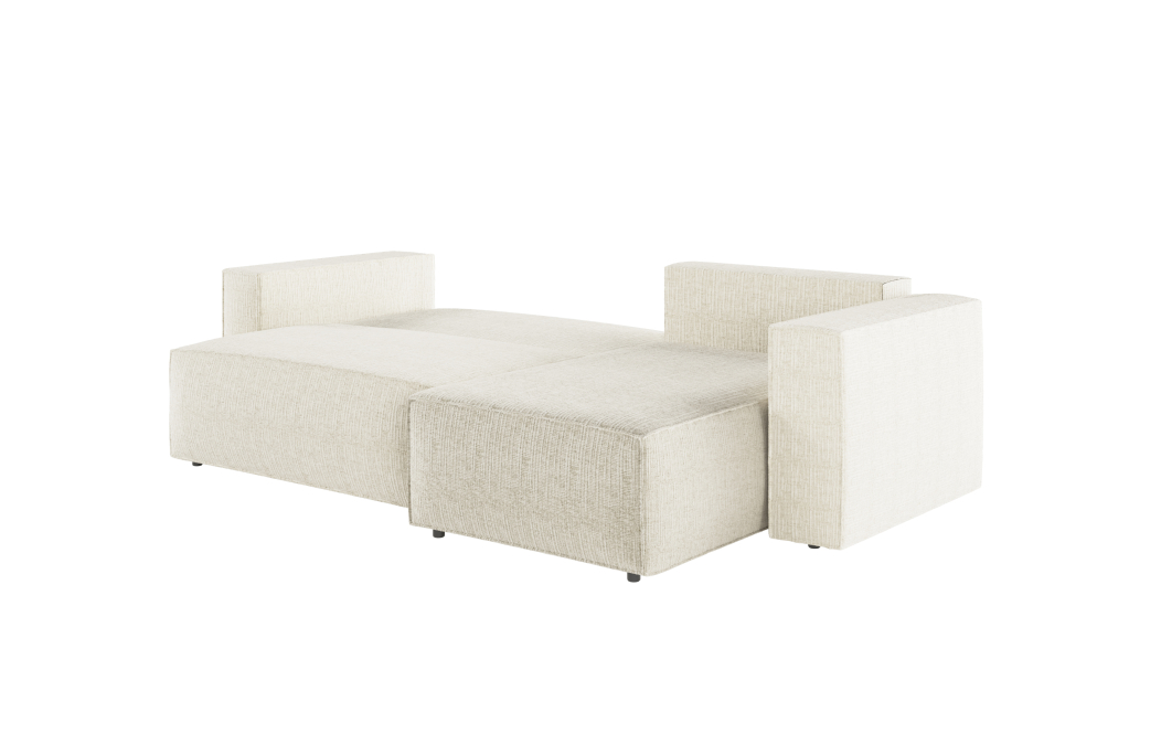 CLARISSE - Canapé d'angle convertible réversible avec coffre en tissu texturé 3D