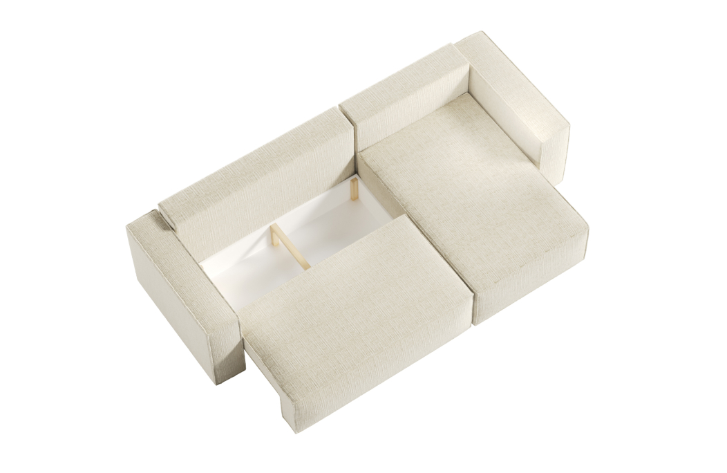 CLARISSE - Canapé d'angle convertible réversible avec coffre en tissu texturé 3D