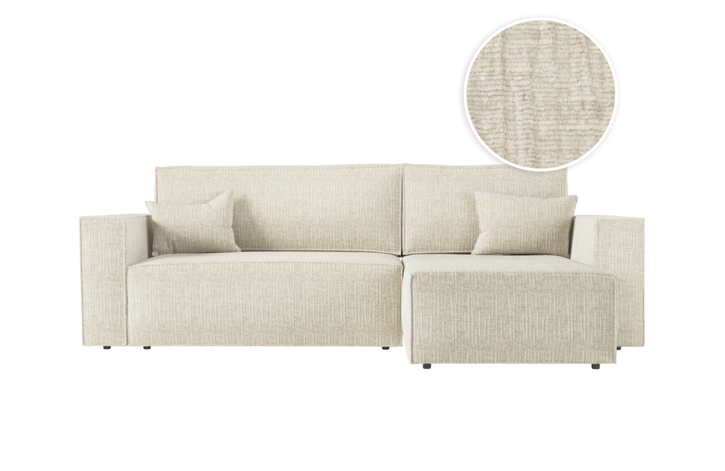 CLARISSE - Canapé d'angle convertible réversible avec coffre en tissu texturé 3D