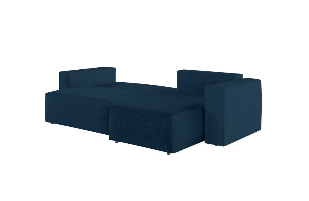 PACK CLARISSE - Canapé d'angle convertible réversible avec pouf en tissu texturé 3D