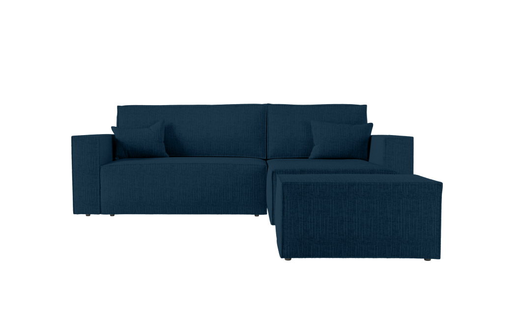 PACK CLARISSE - Canapé d'angle convertible réversible avec pouf en tissu texturé 3D