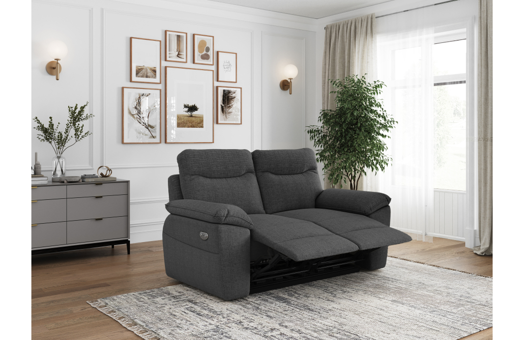 ROSS - Canapé de relaxation électrique 2 places en tissu texturé 3D