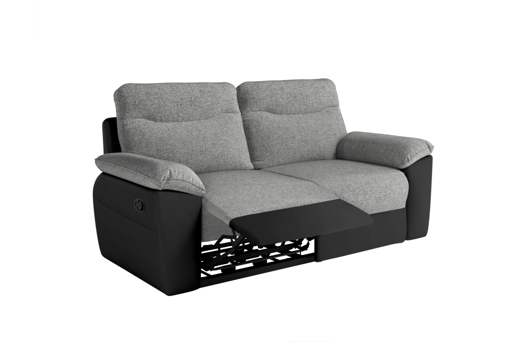 Canapé de relaxation manuel ROSS 3 places en tissu et simili