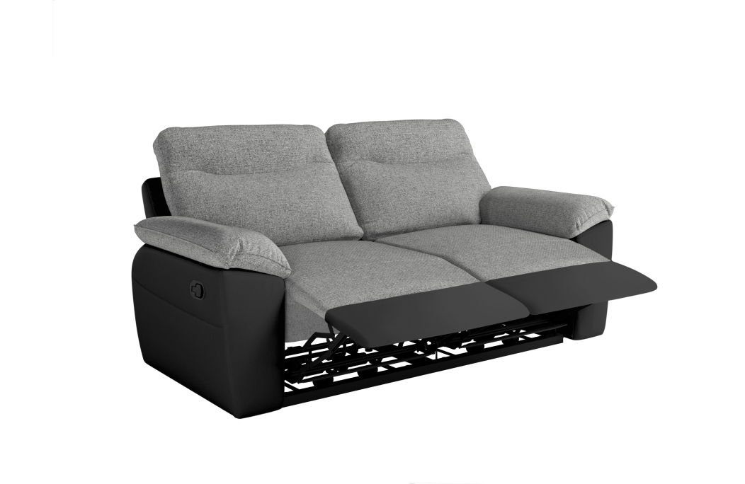Canapé de relaxation manuel ROSS 3 places en tissu et simili