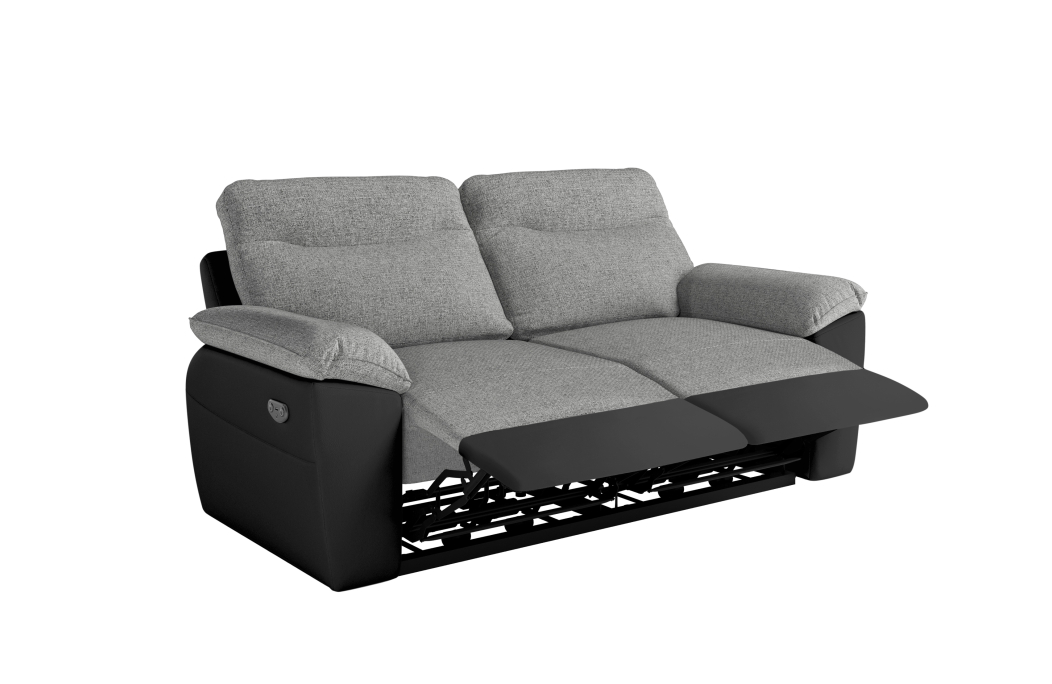 Canapé de relaxation électrique ROSS 3 places en tissu et simili