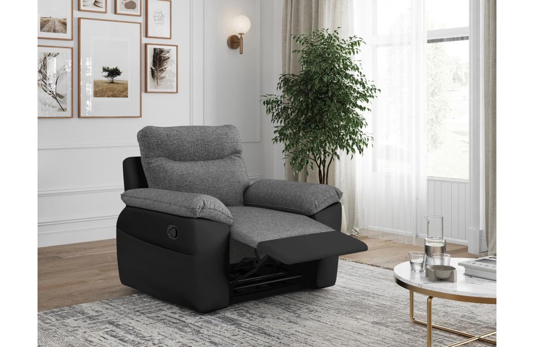 Fauteuil de relaxation manuel ROSS en tissu et simili