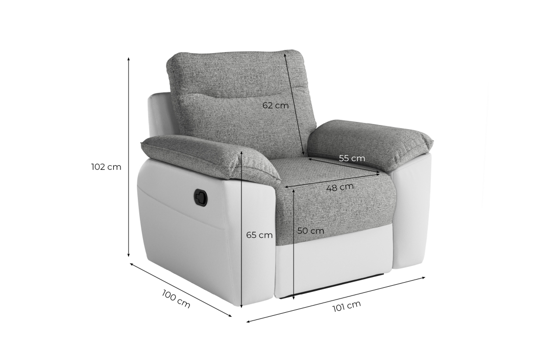 Fauteuil de relaxation manuel ROSS en tissu et simili
