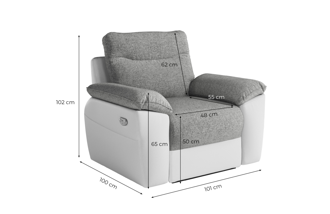 Fauteuil de relaxation électrique ROSS en tissu et simili