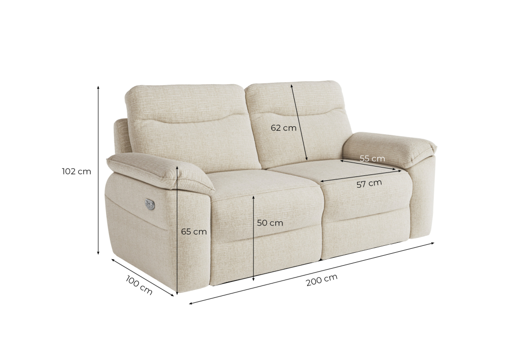 Canapé de relaxation électrique ROSS 3 places en tissu texturé 3D