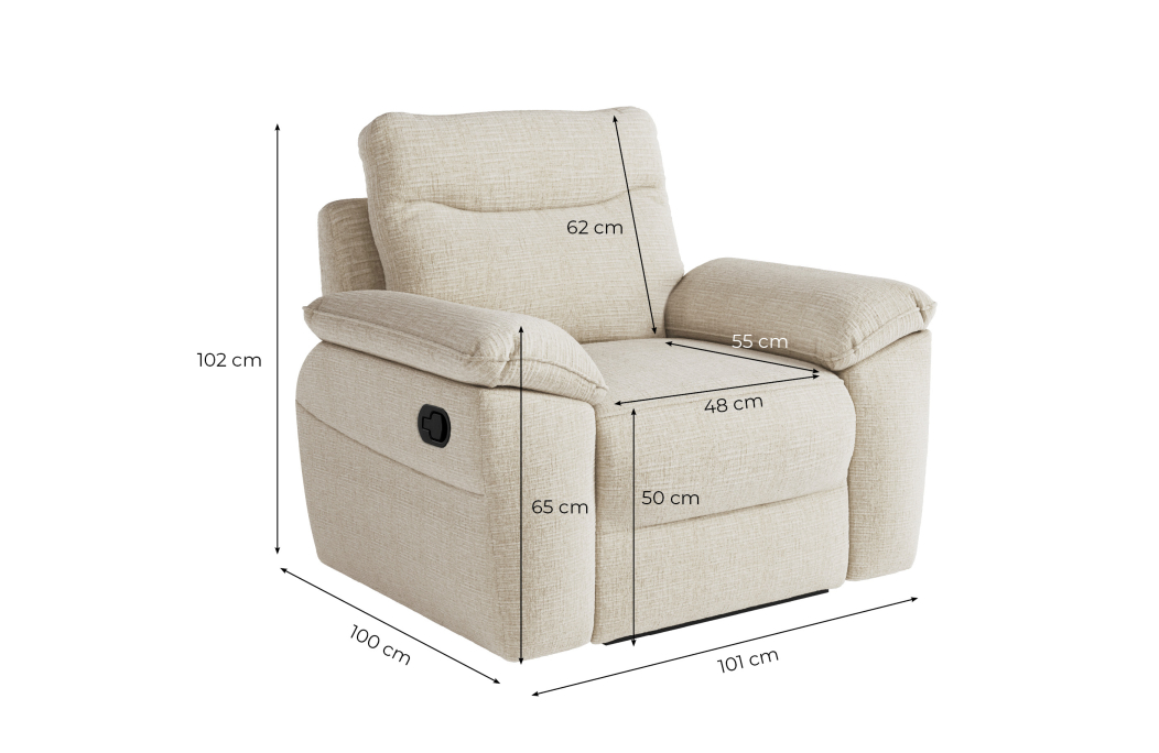 Fauteuil de relaxation manuel ROSS en tissu texturé 3D