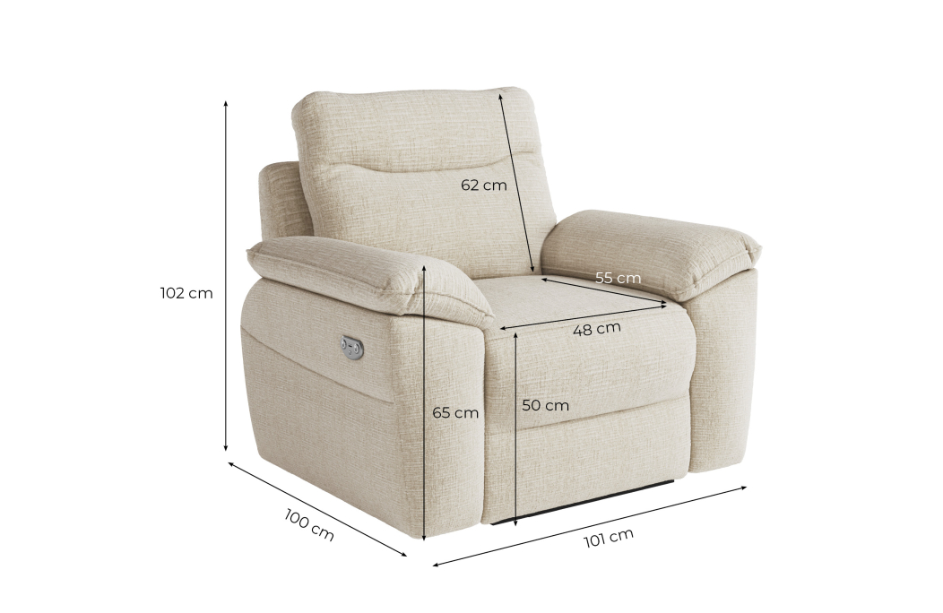 Fauteuil de relaxation électrique ROSS en tissu texturé 3D