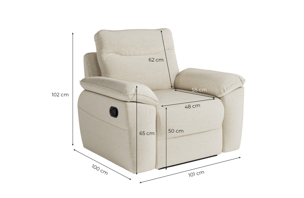 Fauteuil de relaxation manuel ROSS en tissu