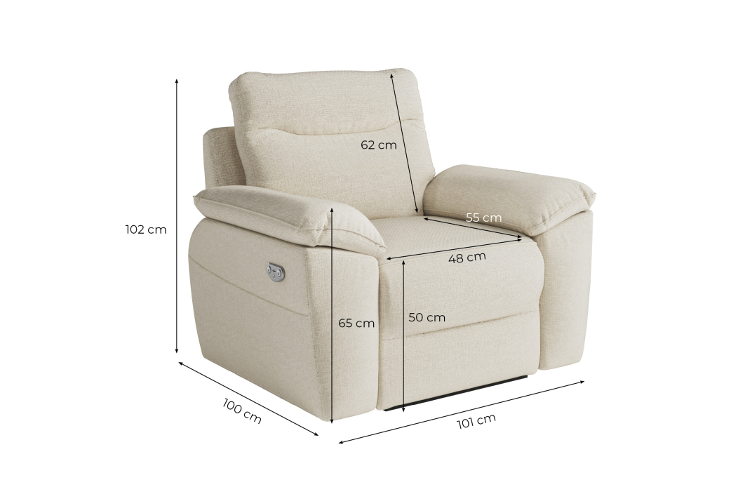 Fauteuil de relaxation électrique ROSS en tissu