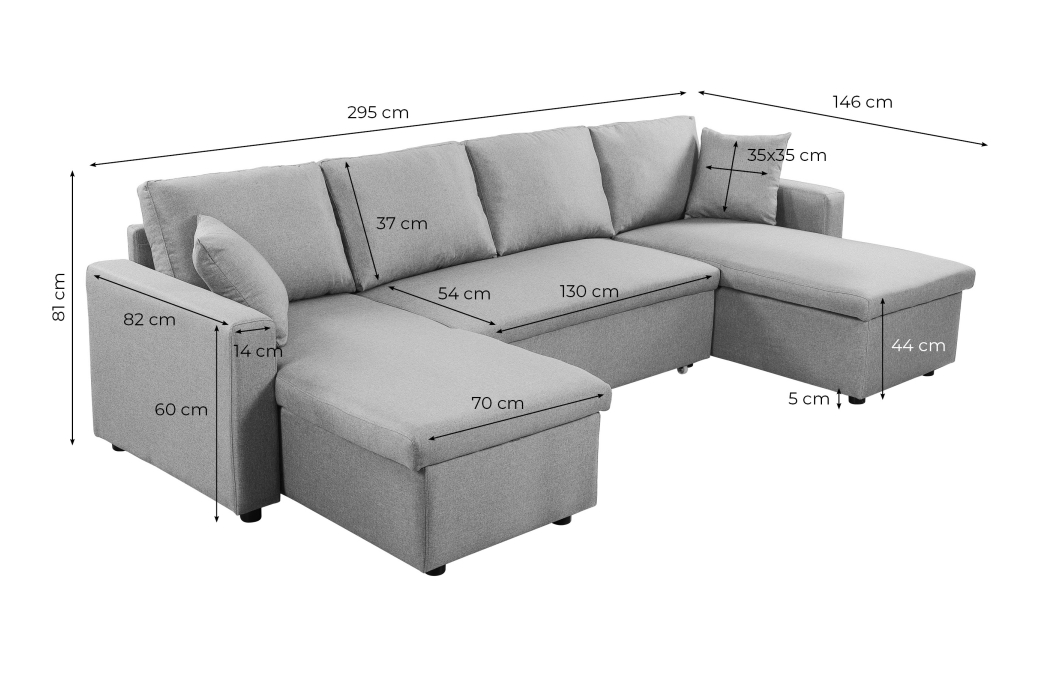 Canapé d'Angle Panoramique MARIA Convertible en tissu