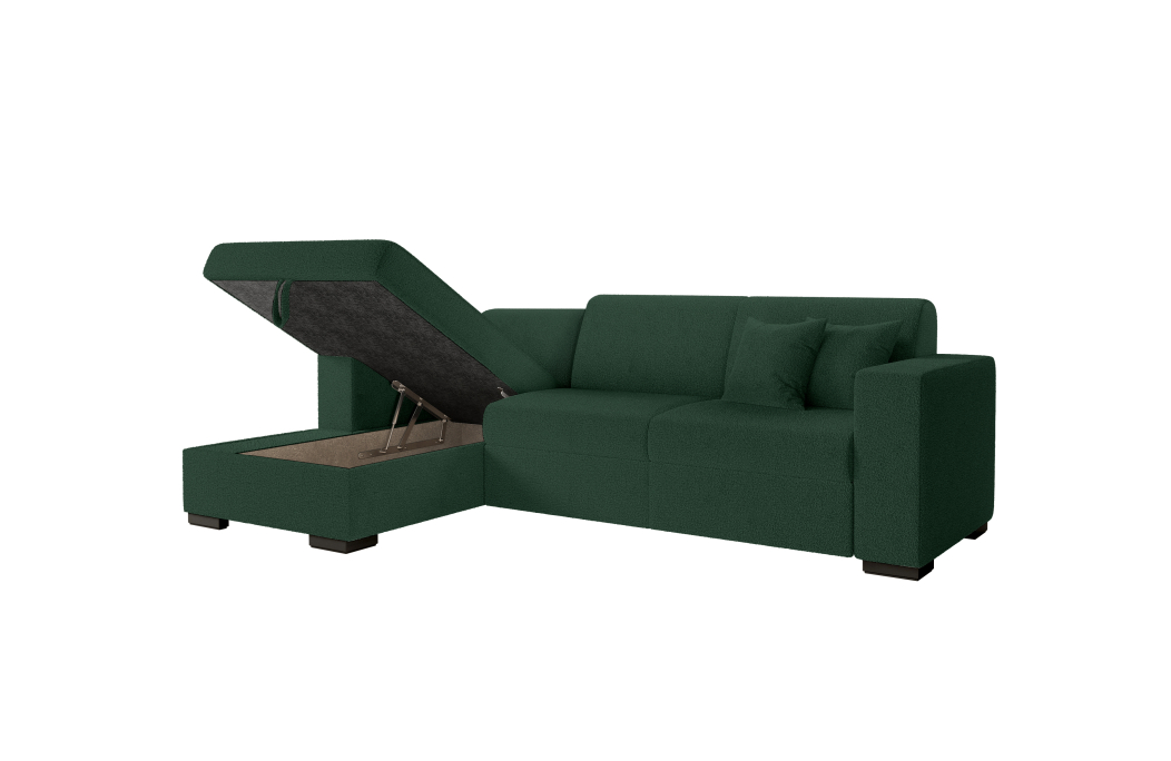 Canapé d'angle FUJI XL convertible avec coffre en tissu bouclette
